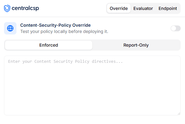 CentralCSP Chrome Extension Interface